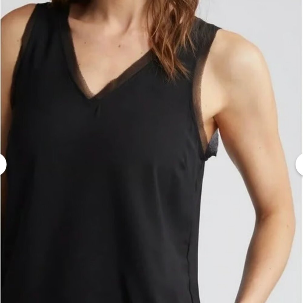 Halogen Raw Edge Hem Tank Black